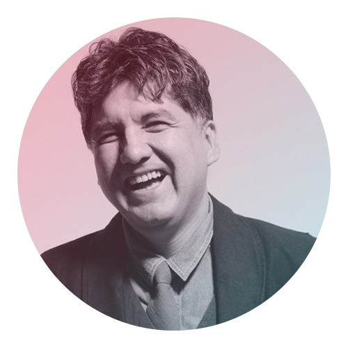 NOVL - Gradient treated image of author Sherman Alexie